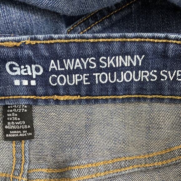 Gap‎ Jeans Womens Size 27  Always Skinny Medium Wash Denim Stretch Casual - Picture 3 of 10